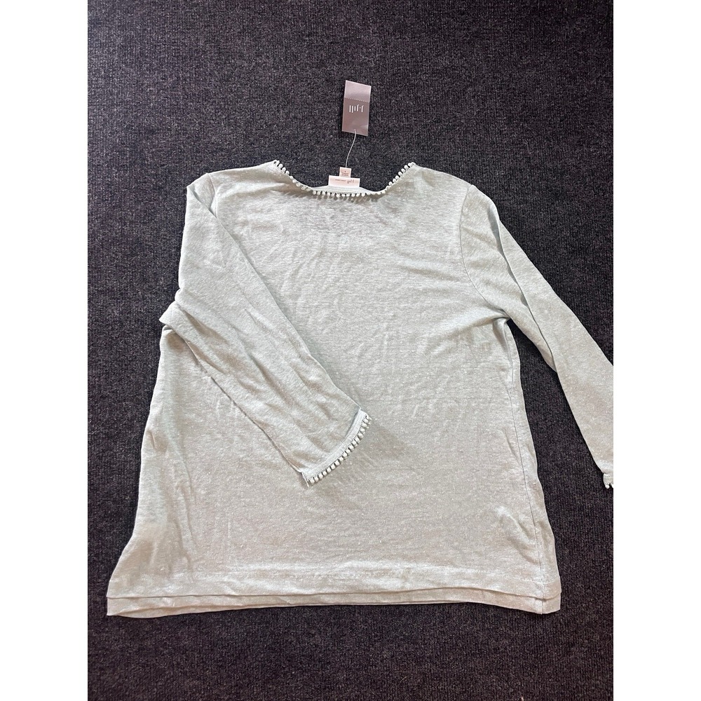 NWT J.Jill Women's Love Linen 3/4 Sleeve Seaglass Top, Size Small - Picture 6 of 7